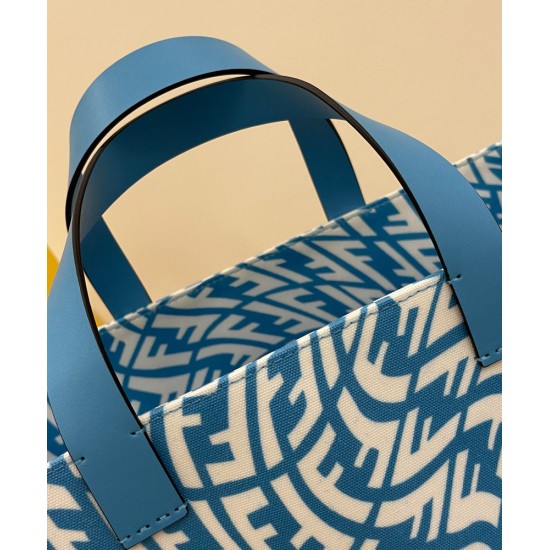 Fake Shopper Glazed Canvas Bag 8BH357 Blue Replica Replica Shopper Glazed Canvas Bag 8BH357 Blue