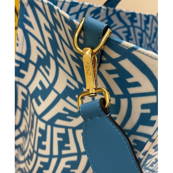 Fake Shopper Glazed Canvas Bag 8BH357 Blue Replica Replica Shopper Glazed Canvas Bag 8BH357 Blue