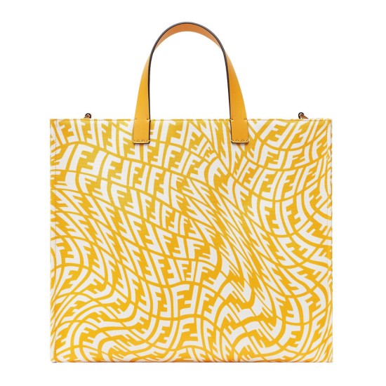 Replica Shopper Glazed Canvas Bag 8BH357 Yellow Fake Shopper Glazed Canvas Bag 8BH357 Yellow Replica