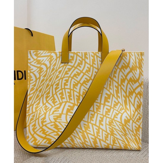 Replica Shopper Glazed Canvas Bag 8BH357 Yellow Fake Shopper Glazed Canvas Bag 8BH357 Yellow Replica