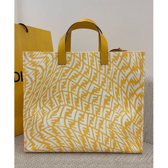 Replica Shopper Glazed Canvas Bag 8BH357 Yellow Fake Shopper Glazed Canvas Bag 8BH357 Yellow Replica