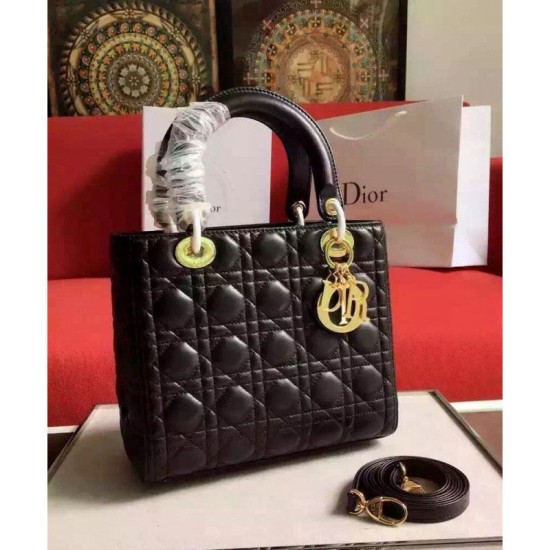 Fake Dior Lady Dior Medium Classic Tote Bag With Lambskin Black Replica Replica Dior Lady Dior Medium Classic Tote Bag With Lambskin Black