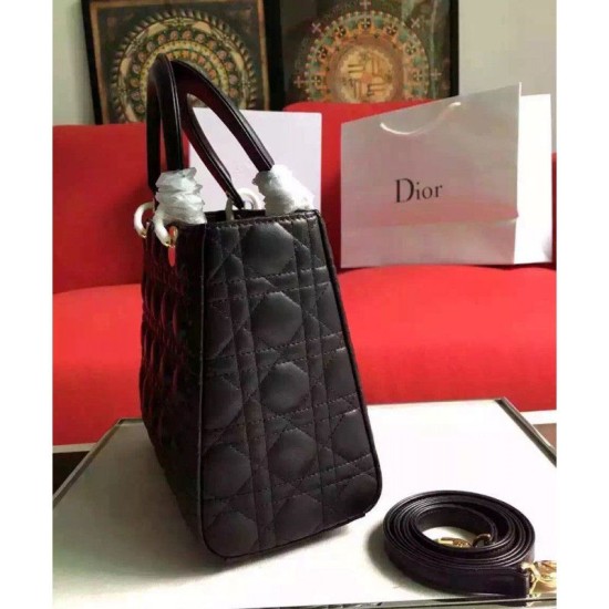 Fake Dior Lady Dior Medium Classic Tote Bag With Lambskin Black Replica Replica Dior Lady Dior Medium Classic Tote Bag With Lambskin Black