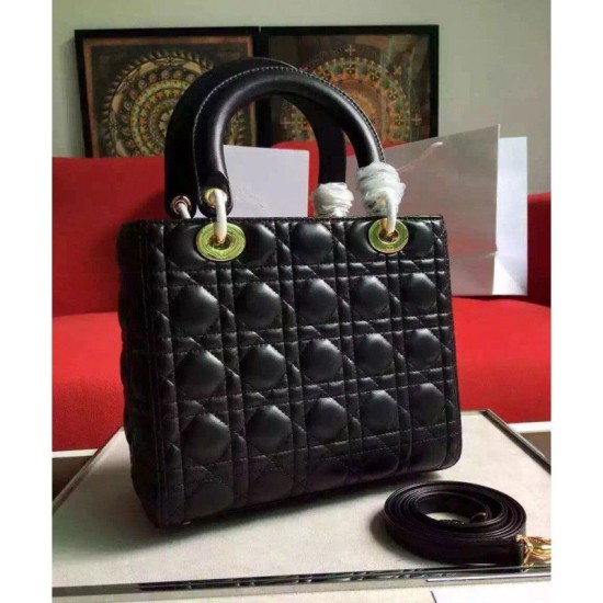 Fake Dior Lady Dior Medium Classic Tote Bag With Lambskin Black Replica Replica Dior Lady Dior Medium Classic Tote Bag With Lambskin Black