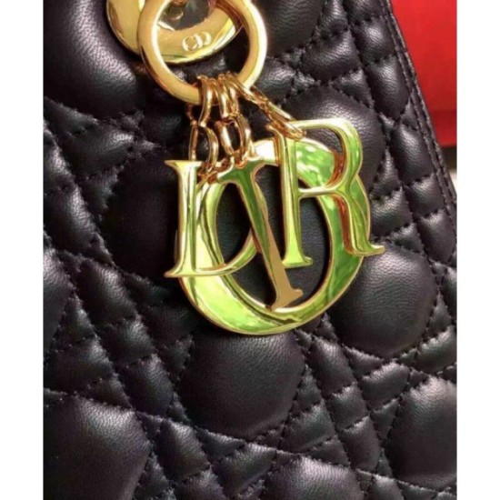 Fake Dior Lady Dior Medium Classic Tote Bag With Lambskin Black Replica Replica Dior Lady Dior Medium Classic Tote Bag With Lambskin Black