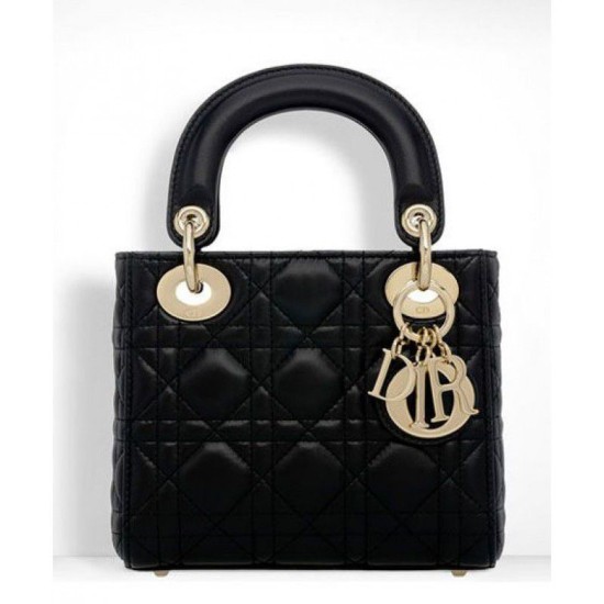 Replica Dior Lady Dior Mini Classic Tote Bag With Lambskin Black Fake Dior Lady Dior Mini Classic Tote Bag With Lambskin Black Replica