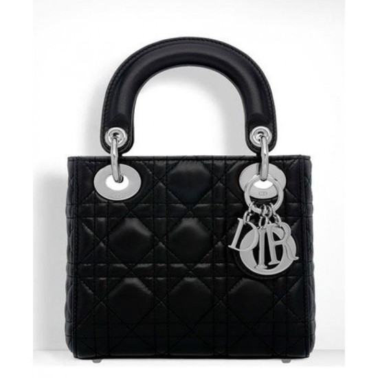 Replica Dior Lady Dior Mini Classic Tote Bag With Lambskin Black Replica Dior Lady Dior Mini Classic Tote Bag With Lambskin Black