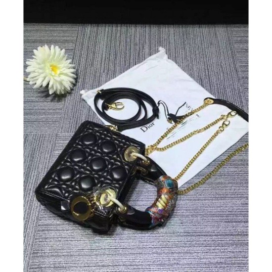 Replica Dior Lady Dior Mini Classic Tote Bag With Lambskin Black Fake Dior Lady Dior Mini Classic Tote Bag With Lambskin Black Replica