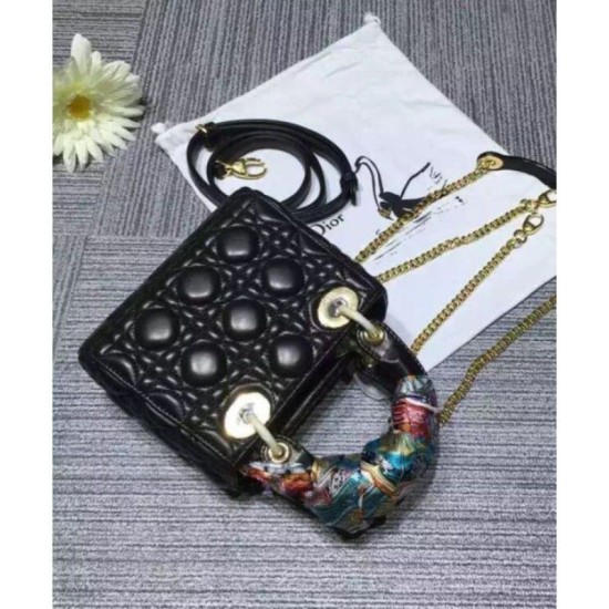 Replica Dior Lady Dior Mini Classic Tote Bag With Lambskin Black Fake Dior Lady Dior Mini Classic Tote Bag With Lambskin Black Replica