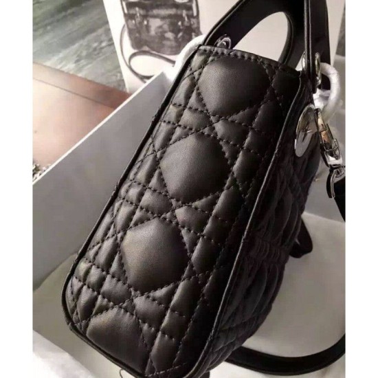 Replica Dior Lady Dior Mini Classic Tote Bag With Lambskin Black Replica Dior Lady Dior Mini Classic Tote Bag With Lambskin Black