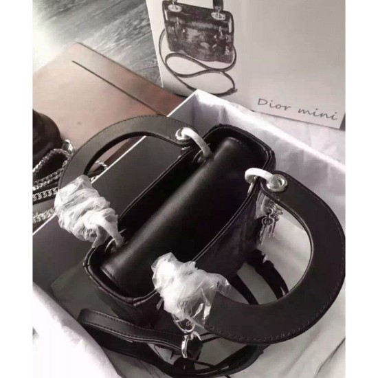 Replica Dior Lady Dior Mini Classic Tote Bag With Lambskin Black Replica Dior Lady Dior Mini Classic Tote Bag With Lambskin Black