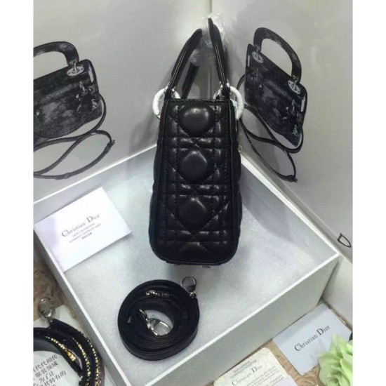Replica Dior Lady Dior Classic Tote Bag With Lambskin Black Replica Dior Lady Dior Classic Tote Bag With Lambskin Black