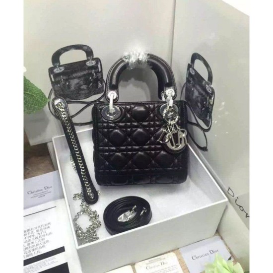 Replica Dior Lady Dior Classic Tote Bag With Lambskin Black Replica Dior Lady Dior Classic Tote Bag With Lambskin Black