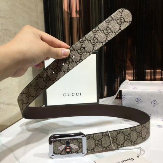 Replica Gucci Belt Bee Brown Silver