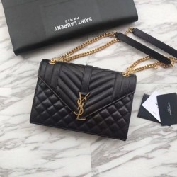 Fake YSL Saint Laurent Envelope Medium Bag Golden Hardware Replica