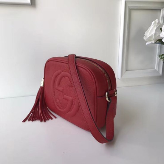 Fake Gucci Leather Soho Camera Bag 308364 Red Replica