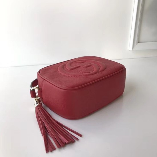 Fake Gucci Leather Soho Camera Bag 308364 Red Replica