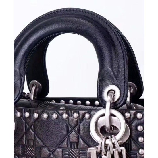 Replica Christian Dior Lady Dior supple bag in calfskin leather Black Replica Christian Dior Lady Dior supple bag in calfskin leather Black