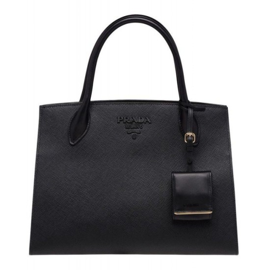 Replica Prada Monochrome Saffiano Tote Bag Black Fake Prada Monochrome Saffiano Tote Bag Black Replica