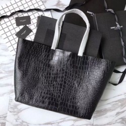 Replica YSL Saint Laurent Shopping Tote Bag Crocodile Embossed Leather