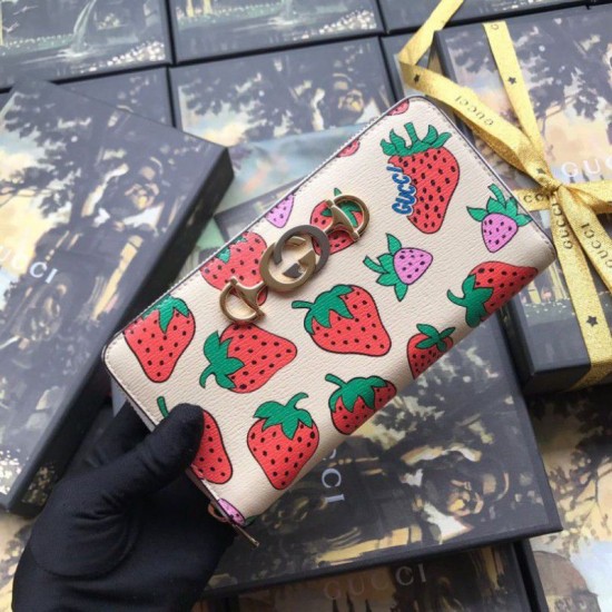 Fake Gucci Zumi Strawberry Print Zip Around Wallet 570661 Replica Fake Gucci Zumi Strawberry Print Zip Around Wallet 570661 Replica