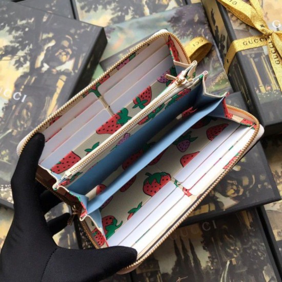 Fake Gucci Zumi Strawberry Print Zip Around Wallet 570661 Replica Fake Gucci Zumi Strawberry Print Zip Around Wallet 570661 Replica