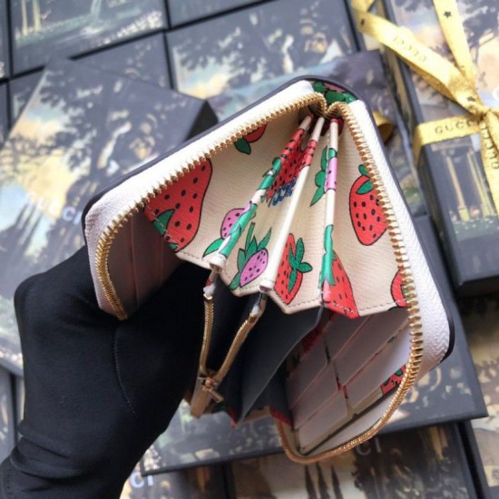 Fake Gucci Zumi Strawberry Print Zip Around Wallet 570661 Replica Fake Gucci Zumi Strawberry Print Zip Around Wallet 570661 Replica