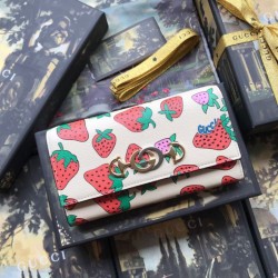 Fake Gucci Zumi Strawberry Print  Wallet 573612 Replica