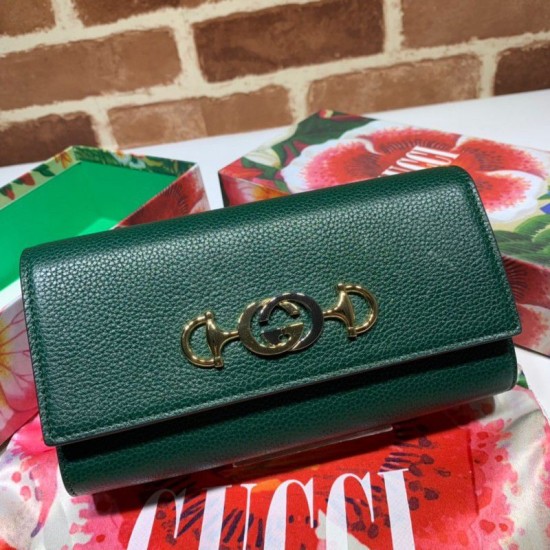 Replica Gucci Zumi Grainy Leather Continental Wallet 573612 Green Fake Gucci Zumi Grainy Leather Continental Wallet 573612 Green Replica