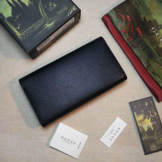Fake Gucci Zumi Grainy Leather Continental Wallet 573612 Black Replica