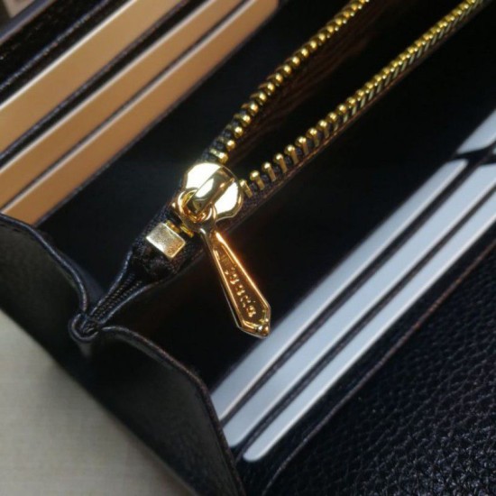 Fake Gucci Zumi Grainy Leather Continental Wallet 573612 Black Replica
