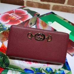 Fake Gucci Zumi Grainy Leather Zip Around Wallet 570661 Red Replica