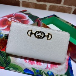 Replica Gucci Zumi Grainy Leather Zip Around Wallet 570661 White