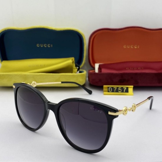 Replica Gucci GG0757 Round Frame Sunglass Black /Gold