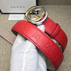 Replica Gucci belt with interlocking G Red 114876