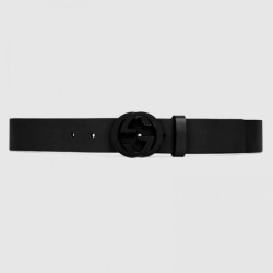 Fake Gucci belt with interlocking G Black Buckle 368186 Replica