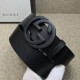 Fake Gucci belt with interlocking G Black Buckle 368186 Replica