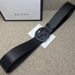 Fake Gucci belt with interlocking G Black Buckle 368186 Replica