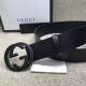 Fake Gucci belt with interlocking G Black Buckle 368186 Replica