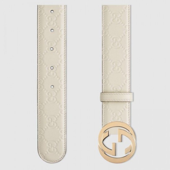 Replica Gucci Signature belt white 370543