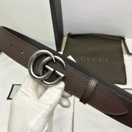 Replica Gucci belt with Double G buckle brown 406831