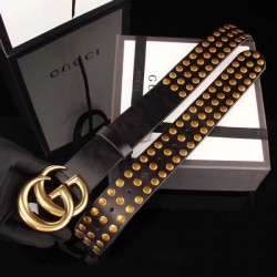 Replica Gucci belt with Double G buckle and Studs 409402 Black