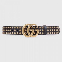 Replica Gucci belt with Double G buckle and Studs 409402 Black
