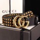 Replica Gucci belt with Double G buckle and Studs 409402 Black