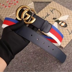 Fake Gucci Sylvie Web belt with double G buckle blue 409416 Replica