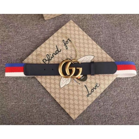 Fake Gucci Sylvie Web belt with double G buckle blue 409416 Replica Fake Gucci Sylvie Web belt with double G buckle blue 409416 Replica