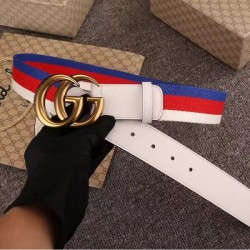 Fake Gucci Sylvie Web belt with double G buckle white 409416 Replica