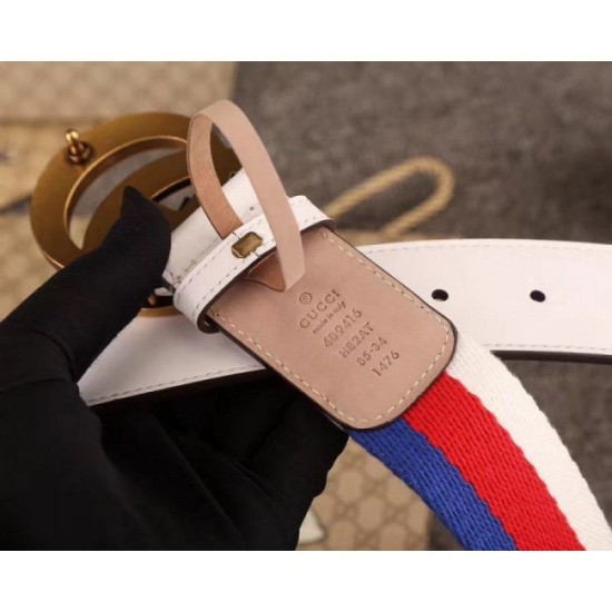 Replica Gucci Sylvie Web belt with double G buckle white 409416 Fake Gucci Sylvie Web belt with double G buckle white 409416 Replica