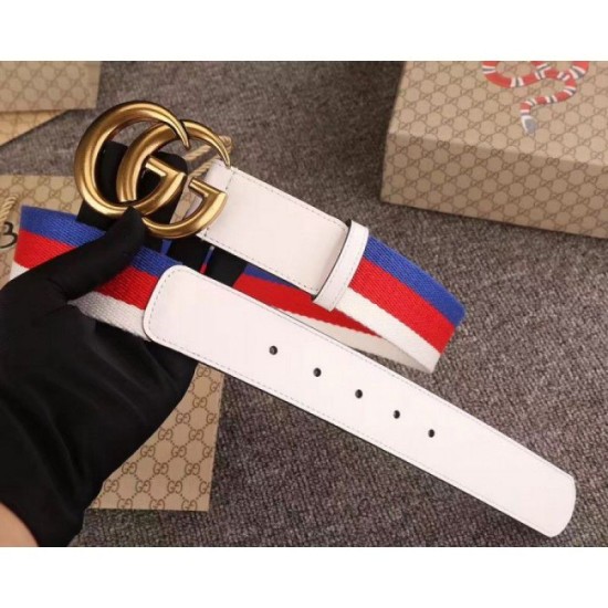 Replica Gucci Sylvie Web belt with double G buckle white 409416 Fake Gucci Sylvie Web belt with double G buckle white 409416 Replica