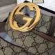 Replica Gucci GG Supreme belt with G buckle beige brown 411924